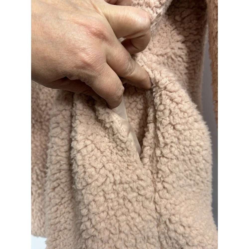 UMGEE Oversized Sherpa Teddy Jacket Size S Open Front Blush Pink Cozy Boho‎ Soft